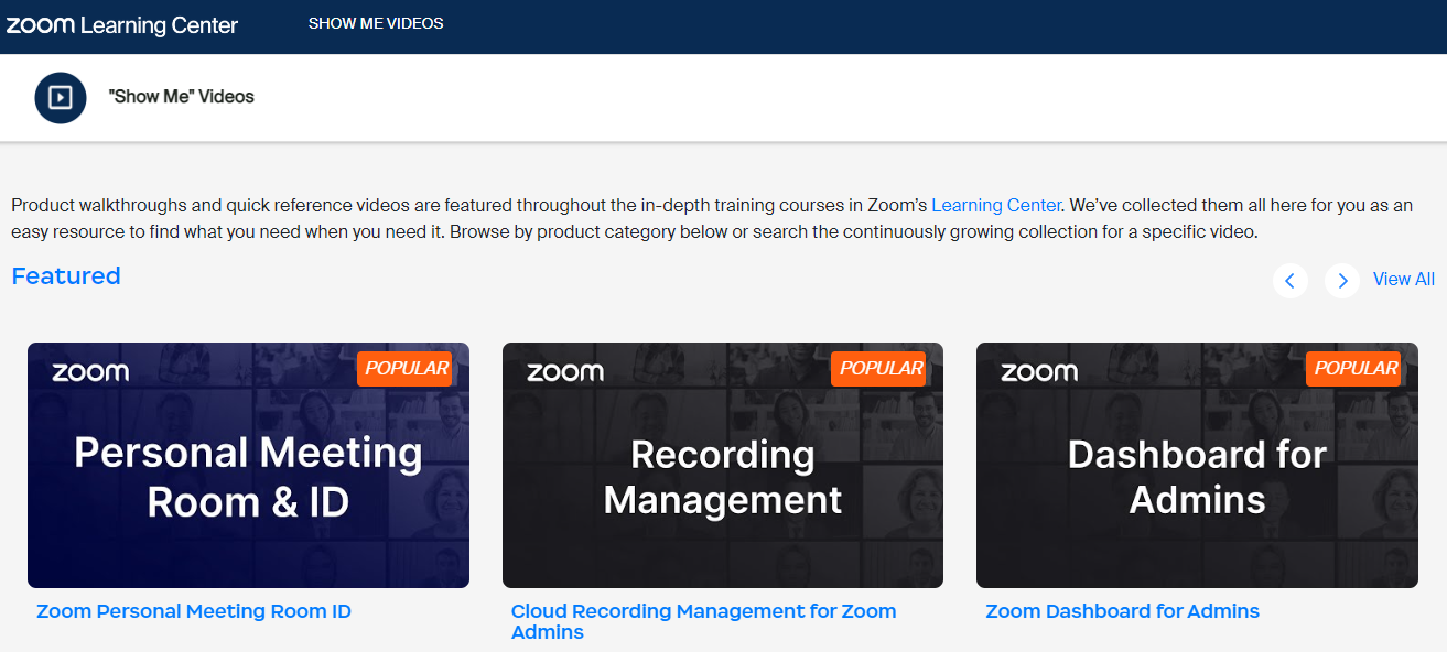 Zoom Learning Center